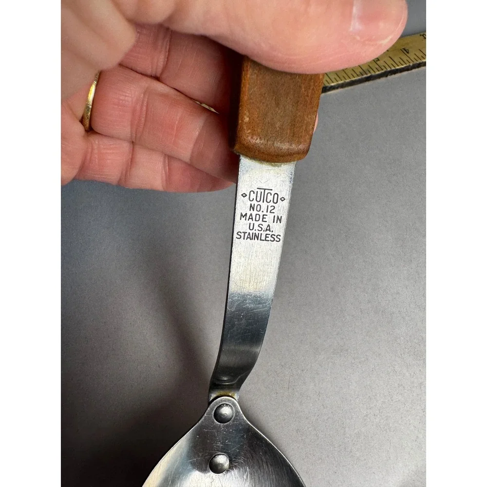Cutco No 12 Serving Spoon Unisex OS Brown Good Vintage Wood Handle USA Stainless